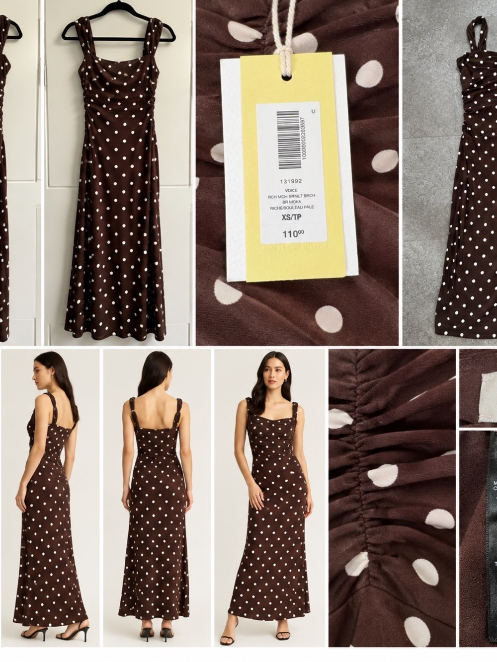Wilfred Brown and White Polka Dot Maxi Dress